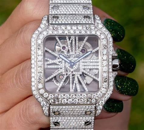cartier skeleton watch iced out